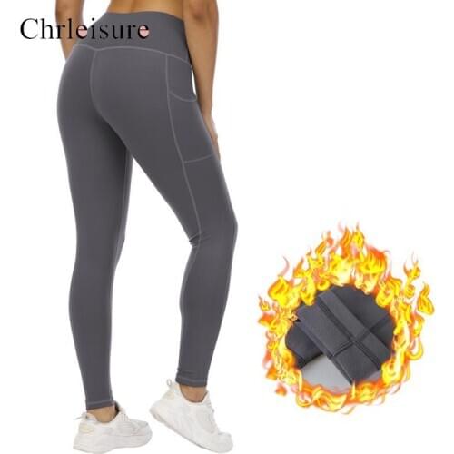 Warm Velvet Casual Leggings Women Pure Color Winter Elastic Comfy Leggins Mujer Pockets Skinny Fitness Legging Female
