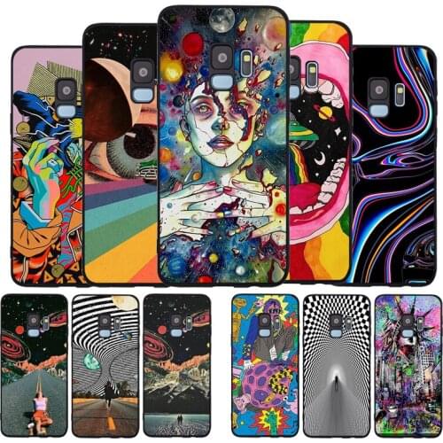 Trippy Art aesthetic Black TPU Silicone Soft Phone Case For Samsung Galaxy S20 S10 S9 S8 Plus Lite NOTE 10 9 8 S7 EDGE