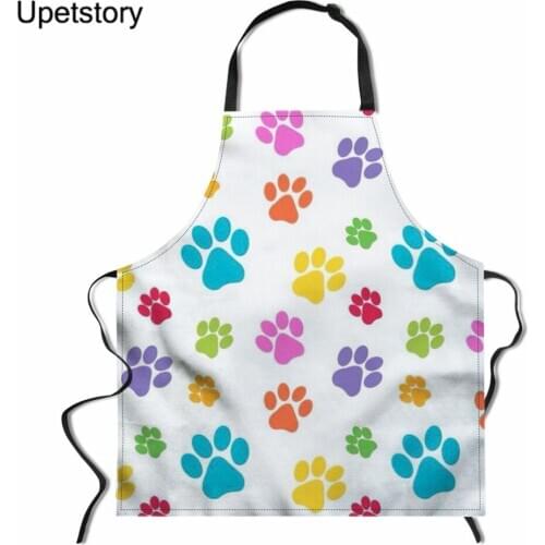 Upetstory Dog Paw Printed Kitchen Apron for Cooking Sleeveless Aprons Adult Bib Home/Restaurant/Coffee Shop Cleaning Accessories