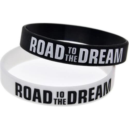 Road to the Dream Motivational Wrap Bracelet Silicone Rubber Band Elastic Wristband Jewelry Ink Filled Logo Inspirational Bangle