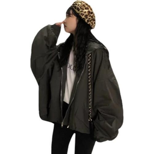 Spring Loose large size female windbreaker Jacket Harajuku Bomber Jacket Student BF Coat Oversize Jacket Basic Coats