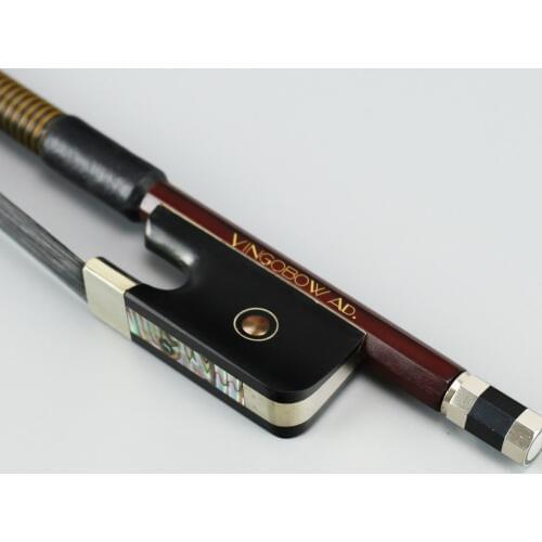VingoBow 3/4 Szie Black Horsehair French Model Double Bass Bow Brazilwood Ebony Frog Nickel Silver Part 310BFB 70.5cm Great Tone