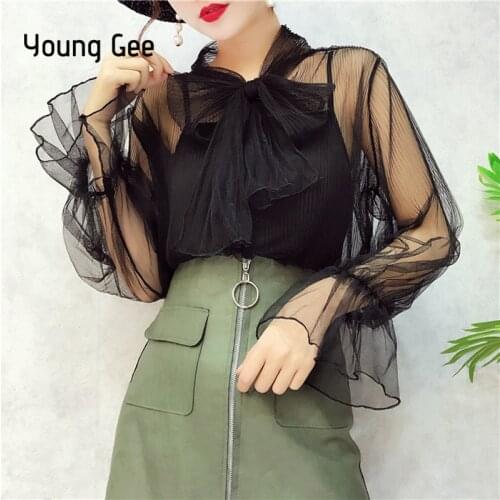 Женские рубашки в полоску Young Gee China At AliExpress