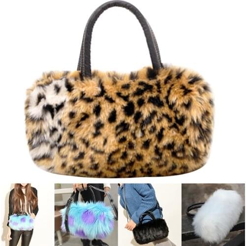 Women Plush Handbag Fluffy Faux Rabbit Hair Shoulder Messenger Cross-body Bags Fashionable Tote Bag Sac De Luxe Femme Bolsos