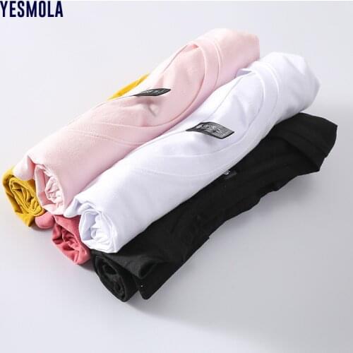 YESMOLA Womens Shirt Basic Solid T-shirts Women Summer O-neck Pure Color Short Sleeve Tshirt Slim Tee Shirt for Women