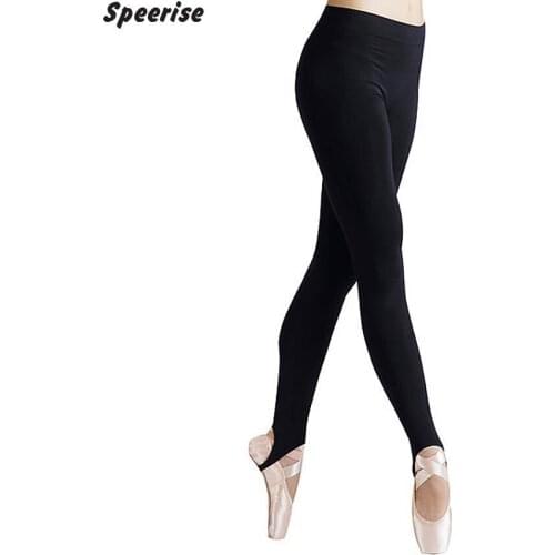Women Stirrup 86 Nylon 14 Spandex Legging Black Ballet Dance Gymnastics Leggings Shiny Pant Solid Color Elasticity Sportswear