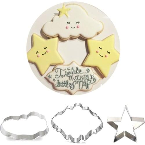 1pcs patisserie reposteria gateau Cloud Star Stainless Steel Cookie Cutters Sugar Fondant Cake Decor Tool Cupcake Biscuit Mould