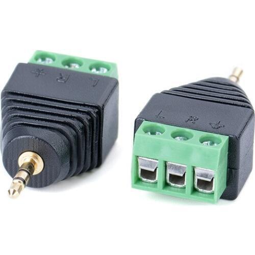 1pc 2.5mm Jack Video AV Balun 3.5mm stereo male to AV Screw Terminal Stereo jack 3.5 mm female 3 pin Terminal Block Plug