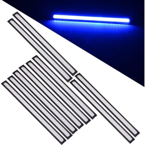 10Pcs Car 12V DRL Daytime Running Lights Strip Day Driving COB LED 6000K-8000K 17cm Slim Universal
