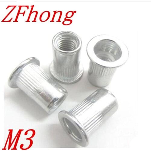 1000Pcs M3 3mm Aluminum Alloy Rivnut Flat Head Threaded Rivet Insert Nutsert Cap Rivet Nut