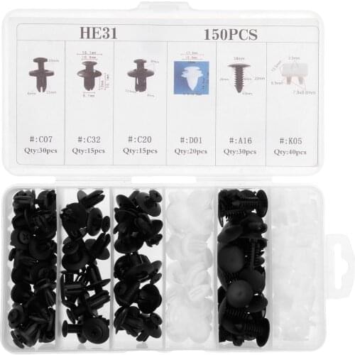 150pcs Auto Fastener Clip Car Body Fender Push Retainer Pin Rivet Bumper Door Trim Panel Retainer Fastener Kit Car Accessories
