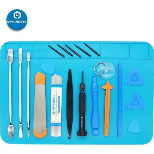 16 in 1 Mobile Phone Repair Tools Kit Spudger Pry Opening Tool Screwdriver Set Soldering Mat for iPhone iPad Repair Hand Tools