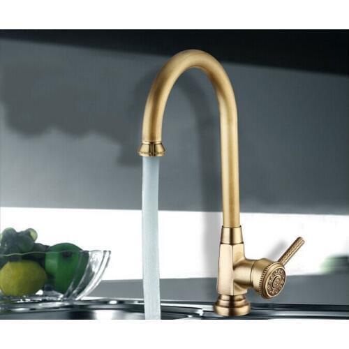 2016 Luxury Elegant Antique Gold Bronze Faucet Kitchen Bathroom Vessel Sink Mixer Tap Swivel Cozinha Torneira Plumbing Sanitary