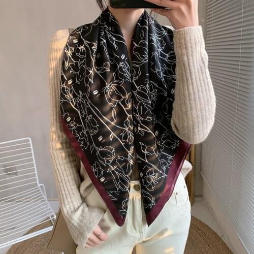 2021 new spring women scarf quality shawl silk fashion scarf headscarf beach sunscreen bag headscarf scarf 90cm*90cm