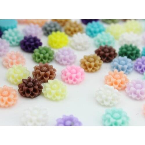 250pcs mixed colors 14mm round daisy dahlia flower cabochon resin flower for scrapbooking phone cases diy
