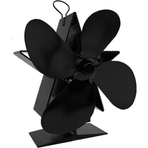 4 Blade Black Fireplace fan Heat Powered Stove Fan Thickened Aluminum Alloy Fan Blade Fireplace Fan Accessories for Home