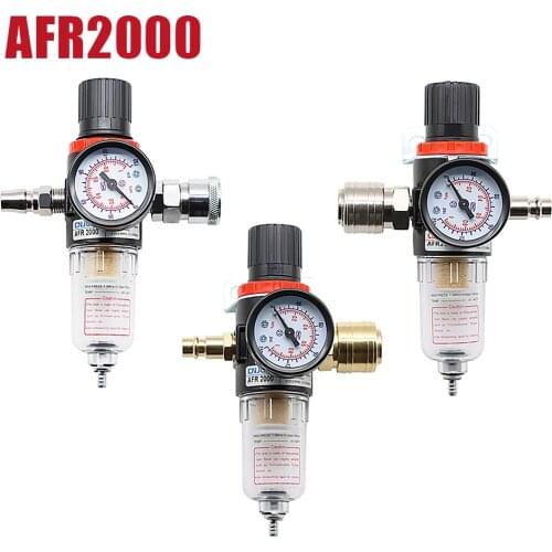 AFR-2000 1/4" Air Compressor Filter Oil Water Separator Trap Tools Kit With Regulator Gauge Light Weight Filter Particles