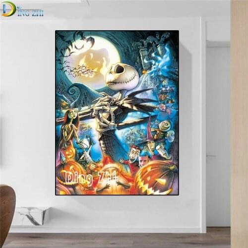 5D Diy Diamond Painting Halloween Cartoon Muppet Set Full Round Drill Skull Bride Diamond Embroidery Mosaic Cross Stitch Gift