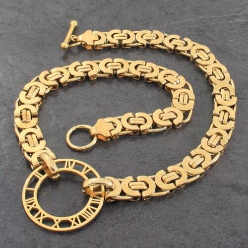 Free Shipping Fashion Stainless Steel Jewelry For Gift Round Roman numerals Chain Necklace High Quality NBJZCFC