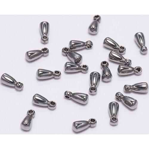 20pcs 2.6x6.2mm Stainless Steel Water Drop End Beads Fit Chain Pendant Beads Extender For Jewelry Making Accessories Supplies