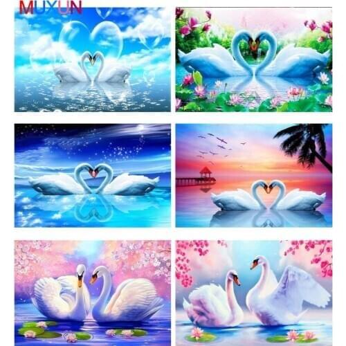 Full Drill Diamond Painting White Swan New 5D Crystal Diamond Mosaic Shaped Diamond Embroidery Home Decoration Diamond Art Lx42
