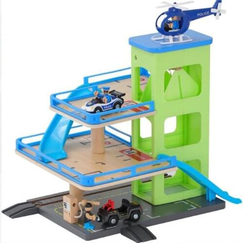 Wooden Train Track Diecast Parking Set Compatible Biro Thomas Wooden Railway Track Wooden Toys For Kids Educational Toys Gift