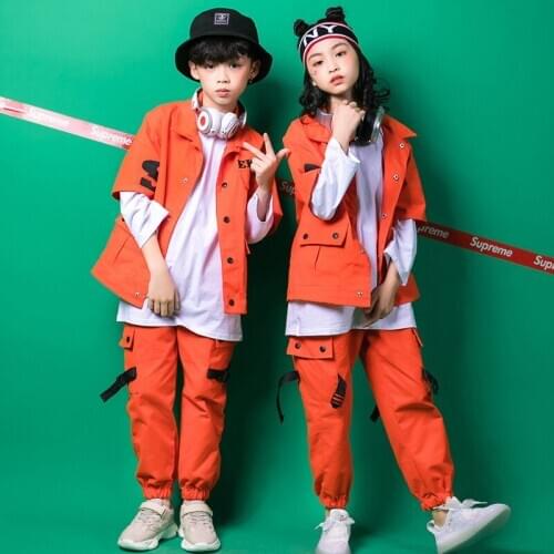 Hip Hop Kids Dancing Costumes for Girls Boys Child Party Show T Shirts Pants Jazz Ballroom Dance Costumes Clothes Stage Wear