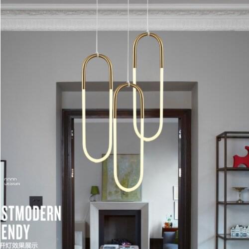 Designer Modern Led Pendant Lighting Luminaire U Shape Bedside Hanging Lamps Fixture Suspension Lights Kitchen Home Decoration