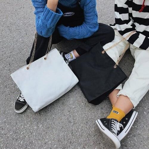 Horizontal pure color simple double color single shoulder slanting fashion lady new large capacity chain Fabric culture art bag