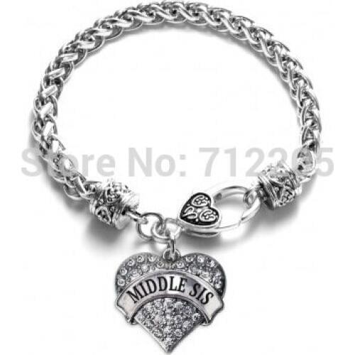 Hot sales wholesale Wheat Link Bracelet Chain with hearts MIDDLE SIS with Lobster Claw Bracelet