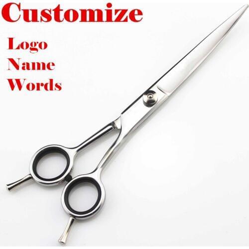 Customize 7 inch Two-tailed curved Pet grooming hair scissor Animal bent cutting barber dog scissor shears hairdressing scissors
