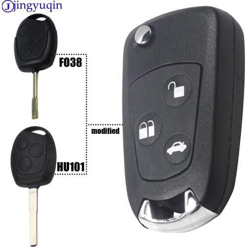 Jingyuqin Replacement 3 Buttons Modified Remote Folding Car Key Flip Shell Case Uncut Blank For Ford Focus Mondeo Fiesta Ka