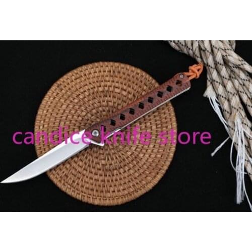 Pocket Folding Knife D2 Blade Rosewood Handle Camping Tactical Rescue Hunting Fishing EDC Survival Multi Tool Knives Xmas Gift