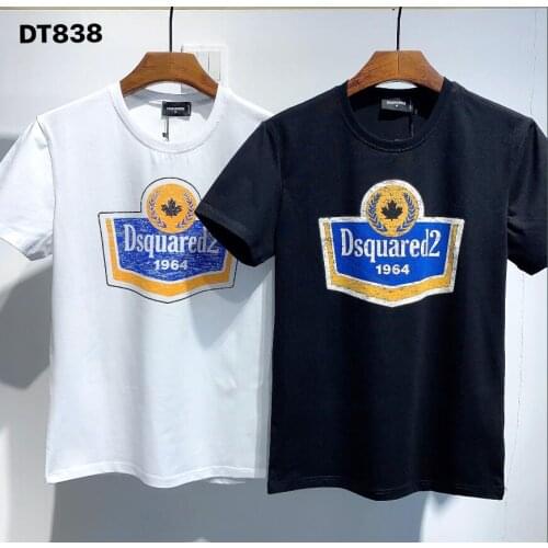Classic Dsquared2- mens and womens short-sleeved round neck T-shirt cotton street hip-hop fan car letter printing DT838