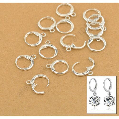 Pretty Handmade Jewelry Findings 20PCS Real Pure 925 Sterling Silver Earrings Jewellery Leverback Ear Earwires 12MM