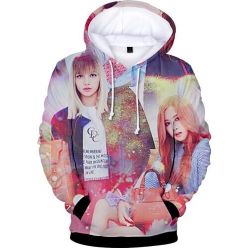 Creative Hot Korean 3D Black Hoodies Sweatshirt Men/women Korean Idol Boys/girls Pullover Casual Fashion Print Hat Hooded XXS-4X