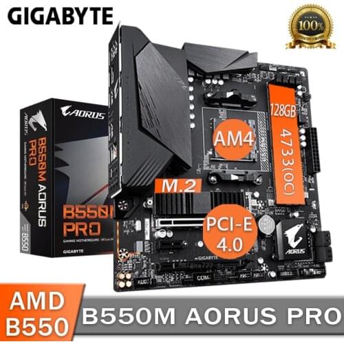 Socket AM4 Gigabyte B550M AORUS PRO Motherboard 3rd-Gen AMD Ryzen DDR4 128GB PCI-E 4.0 M.2 SSD Overlocking Gaming Placa-Mãe AM4