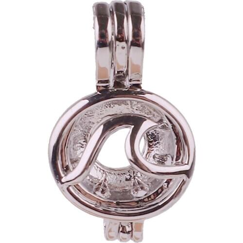 5pcs Dull Silver copper round can be opened Beads Pearl Cage Pendant Locket Fairytale Party Essential Oil Diffuser