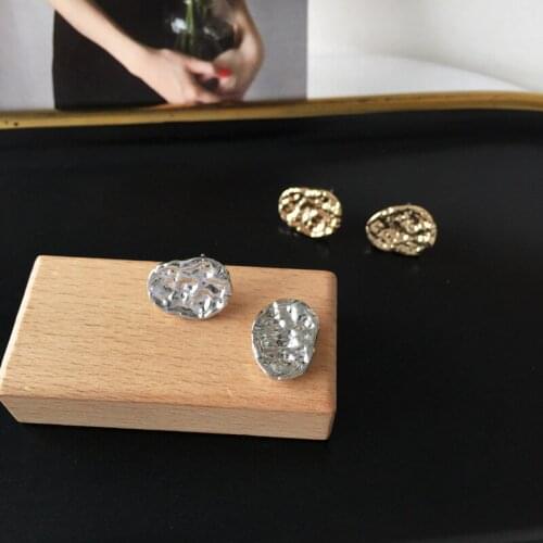 Hammered Cute Simple Earrings Wholesale Button Metal Korean Earrings Cute
