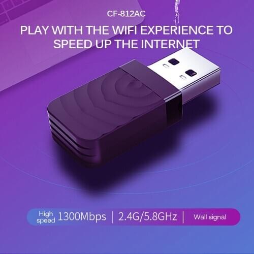 Mini WiFi Adapter USB WiFi USB Adapter Free Driver Wi Fi Dongle 1300Mbps Network Card Ethernet PC Wireless Wi-Fi Receiver