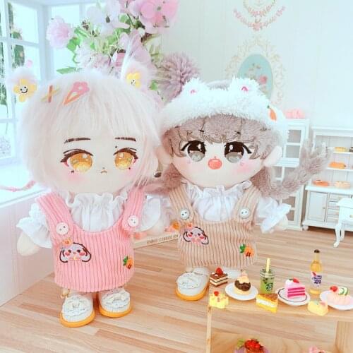 New Arrival 20cm Doll Clothes Corduroy strap skirt white shirt Kpop Plush Dolls Outfit Toys Baby Dolls Accessories Cos Suit