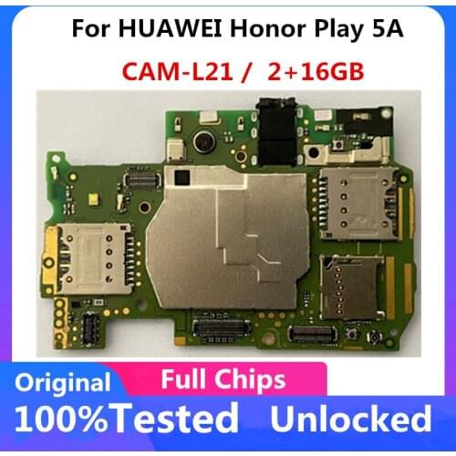 Unlocked For HUAWEI Honor Play 5A Original Motherboard 2GB RAM 16GB ROM Logic Board Mainboard Android Full Chips CAM-L21 Good