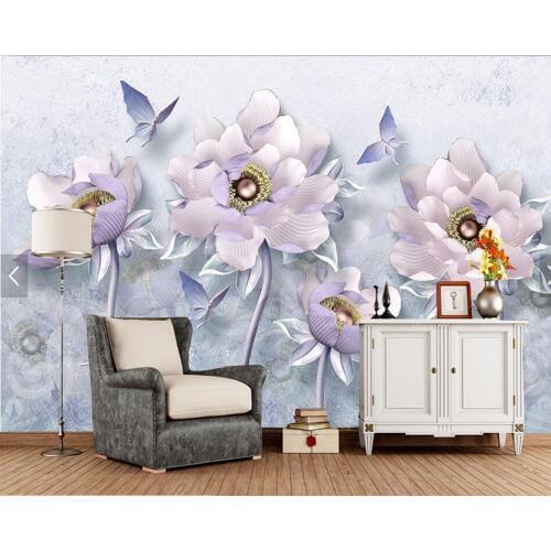 Custom 3d relief Peony flower retro jewelry wallpaper,living room TV sofa wall restaurant bedroom murals papel de parede