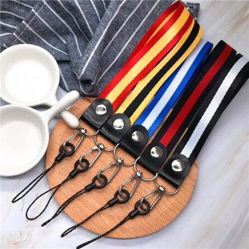 Simple fashion Lanyard Wrist Strap Color strips widen lanyard for Key student Office USB Camera MP3 DIY phone hang Slings rope