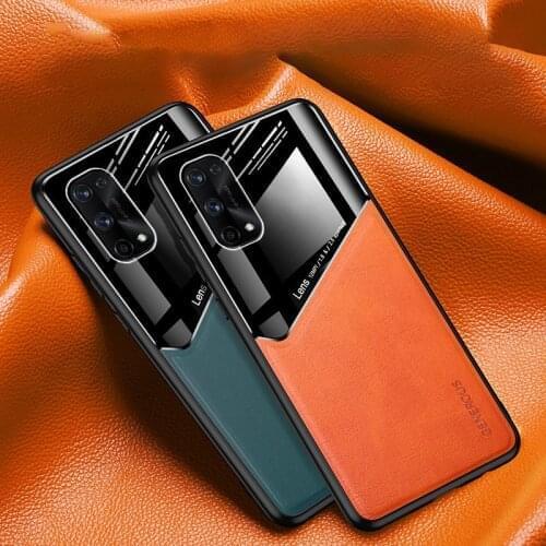 Luxury Car Holder Leather Phone Case For Realme 7 X7 Pro 7i C3 C11 C15 C17 Business Case Cover For OPPO ACE2 Realme V3 V5 Coque