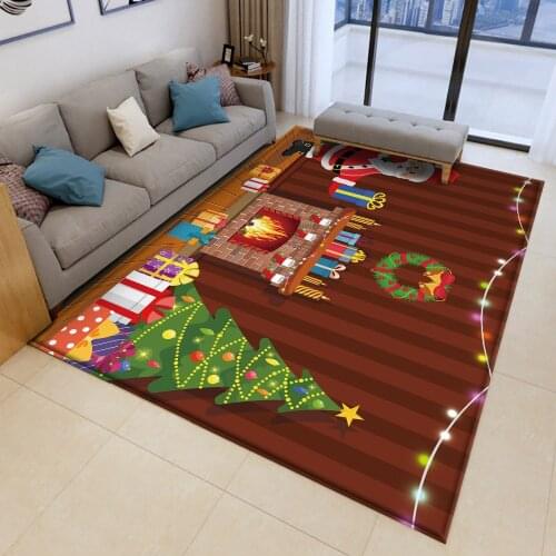 Christmas Non-slip Flannel Carpet Happy New Year 2021 Merry Christmas Ornament 2020 Home Christmas Gifts Decorations For Xmas