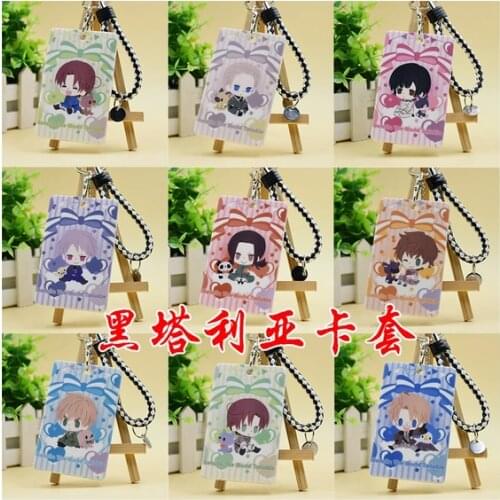Anime Axis Powers Hetalia Ivan Braginsky WangYao Acrylic ID Card Case Student Keychain Cosplay Cartoon Pendant Keyring Xmas Gift