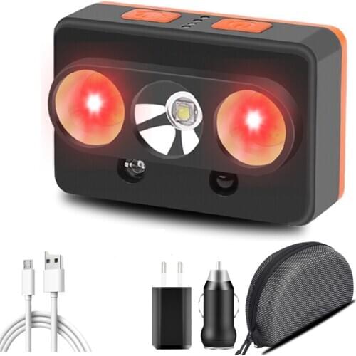 Sensor Led Headlamp Build-in Battery Usb Rechargeable Head Flashlight Headlight XM-L2 U3 Torch COB Red Light Bulbs for Camping