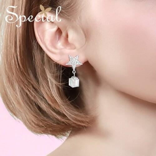 Special European and American high cold temperament skin lining handmade geometric asymmetry S925 silver earrings earrings earri