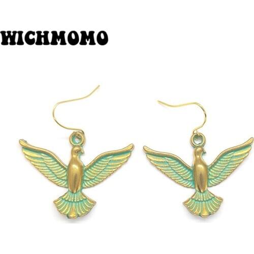 New Fashion 1 Pair Retro Patina Plated Zinc Alloy Green Peace Dove Earrings for Womens Fashion Jewelry Gifts Date and Party